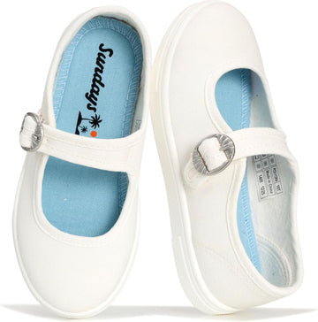 Sundays Canvas Girls Shoes - Lightweight Mary Jane Flats Kids Sneakers