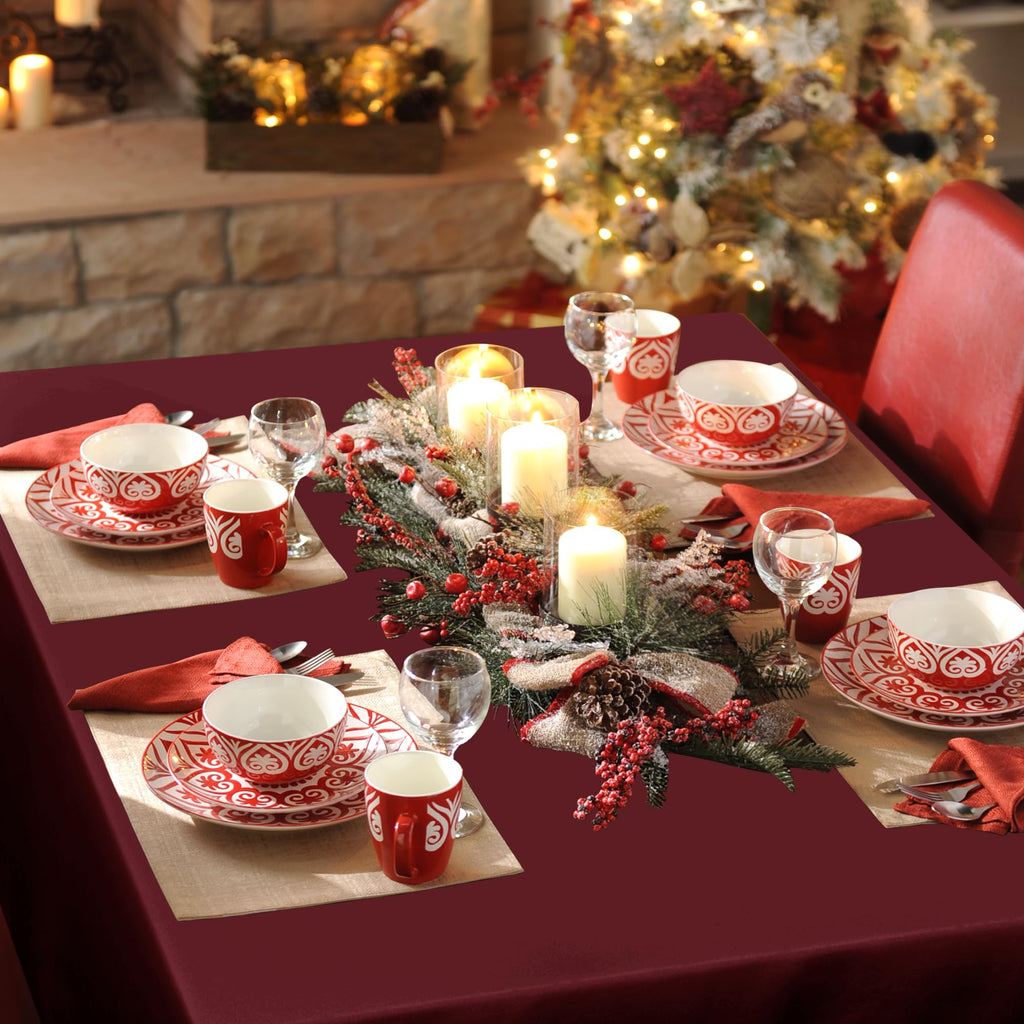 2 Pack Burgundy Tablecloths 60x102 Inch for 6 Feet Rectangle Tables