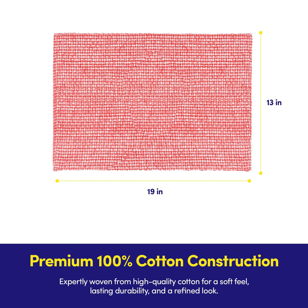 100% Cotton Placemats Rectangle Two Tone Woven Fabric 13" x 19" Soft Durable Table Mat Set, Set of 4, Pink