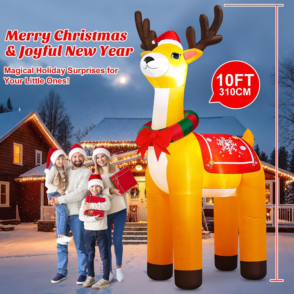 10 FT Giant Christmas Inflatables Reindeer Outdoor Decorations