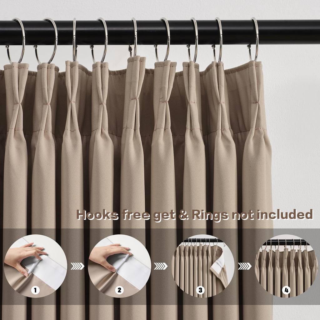 Pinch Pleated Patio Sliding Door Curtains 84 Inch Length, Blackout Room Divider Vertical Blinds Curtain Drapes Dining