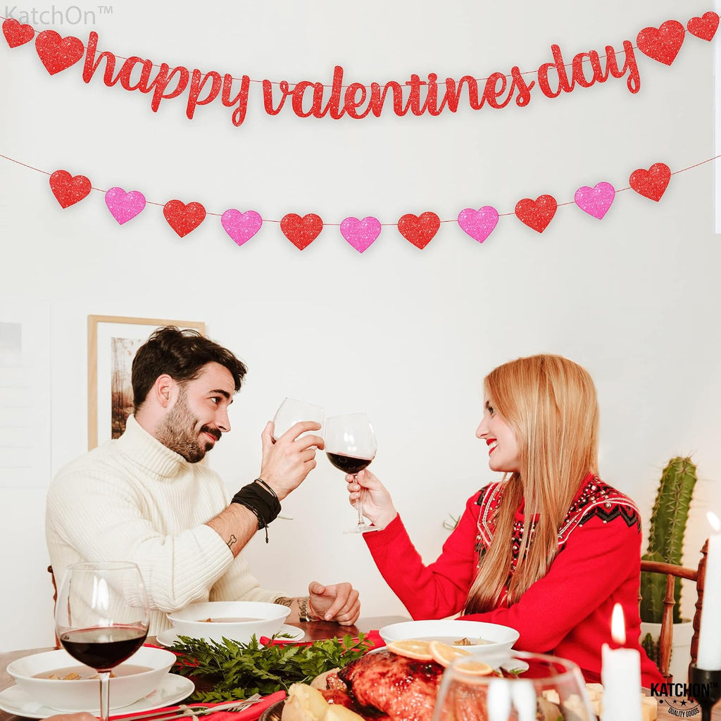 Glitter Happy Valentines Banner 10 Feet - Set of 10