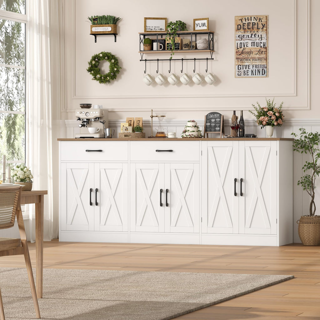 71"W Kitchen Buffet Cabinet with Storage, Large Coffee Bar Cabinet