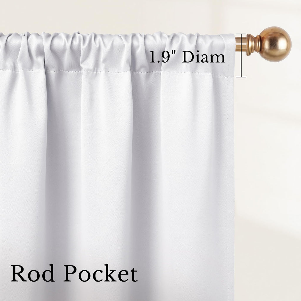 White Blackout Curtains 52 x 84 inches Long 2 Panels