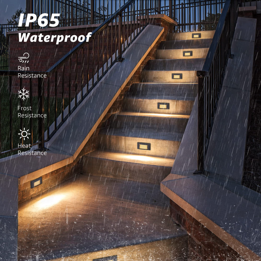 5W Low Voltage Step Lights 6 Inch Outdoor Aluminum Brown, 12-Pack