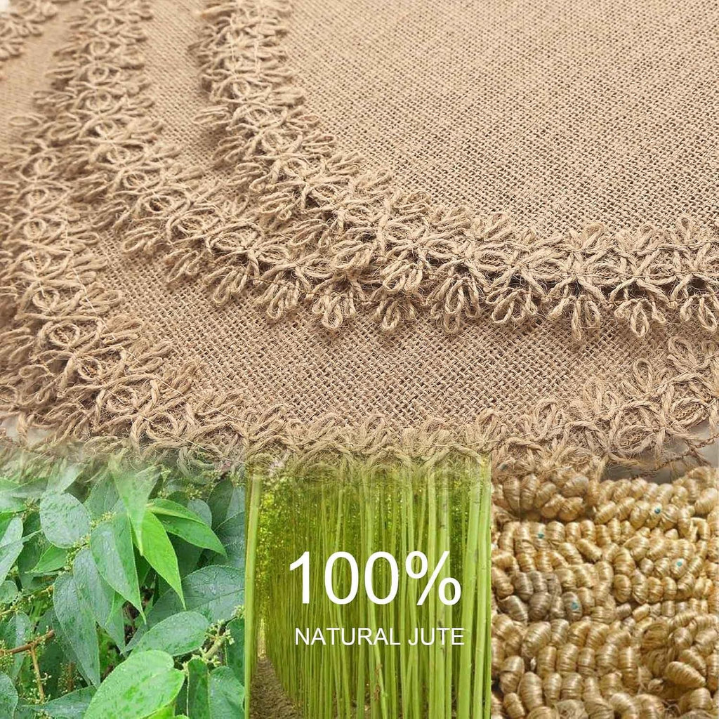 Burlap Round Braided Placemats for Dining Tables 15 Inch Heat Resistant Jute Table Mats Farmhouse Woven - Set of 12