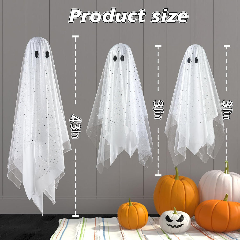 Halloween Decorations outdoor/indoor- Hanging Ghost Decor with Light,Halloween Ornaments,Hallowee n Decor - Set of 3