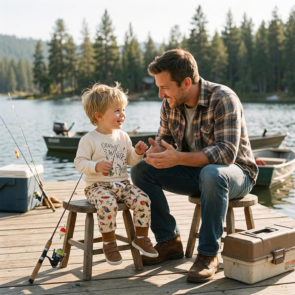 Toddler Baby Boy Clothes Fishing Outfit Sweatshirt Pants Set