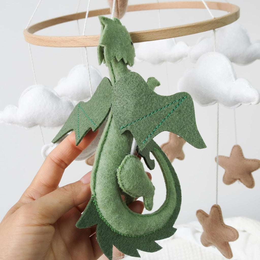 Dragon Mobile for Crib, Dragon Crib Mobile for Boys, Cloud Mobile for Crib, Neutral Baby Mobile for Crib Cloud