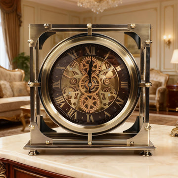 Moving Gears Desk Clock, Mantle Clock, Industrial Steampunk Art Decorative Clocks Farmhouse Offcie, Christams Gifts