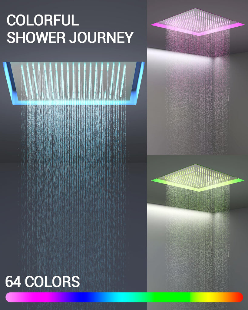 20" LED Ceiling Shower System with 6 Jets, Brushed Nickel