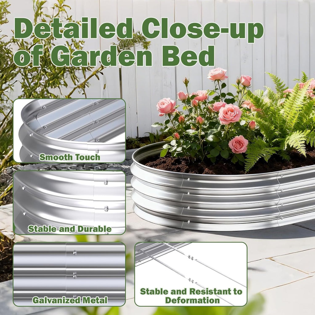 Galvanized Raised Garden Bed Outdoor, 8x4x1ft(2 Pack) Metal Heavy Duty Planter Boxes for Gardening, Easy Assemble