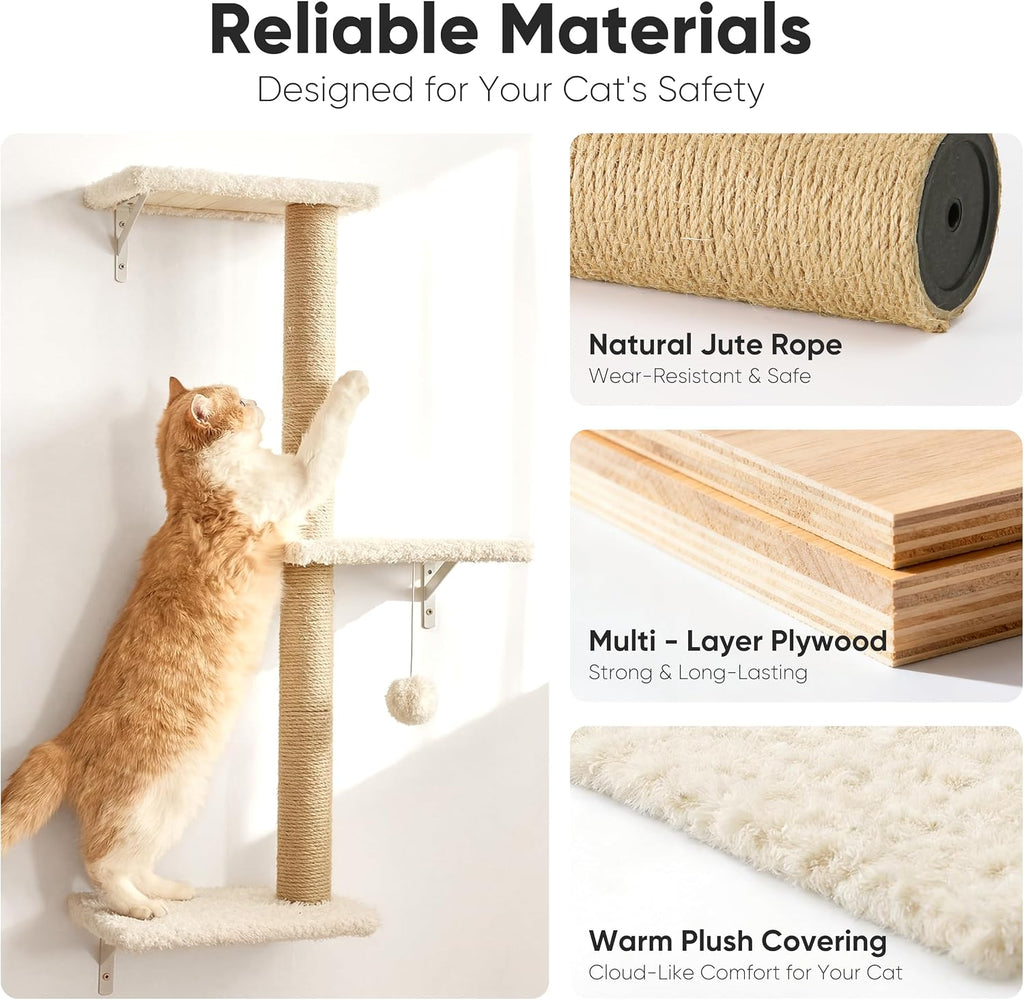 Cat Wall Shelves, 4 in 1 Set, Beige