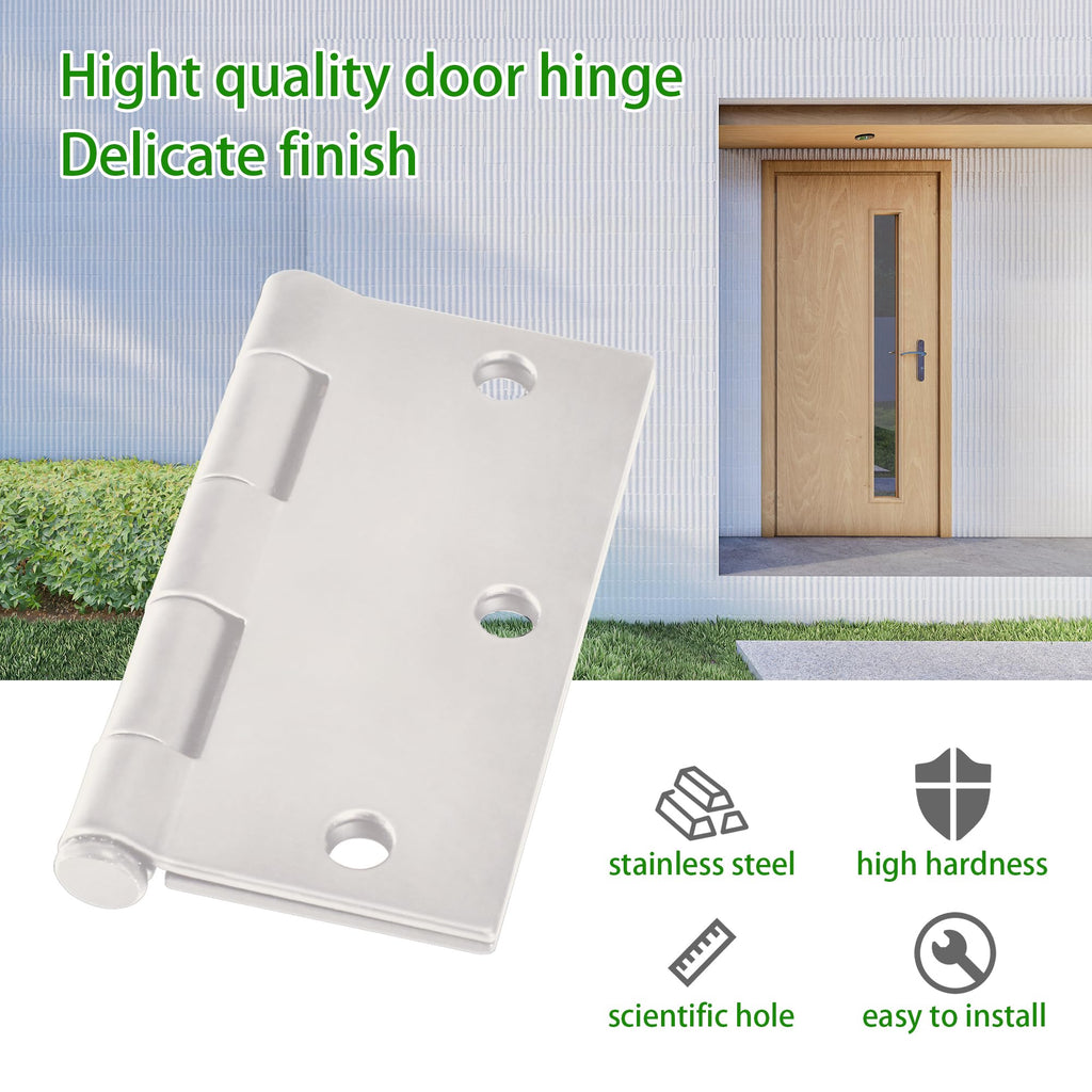 6 Pack White Door Hinges, 3.5 x 3.5 Inch White Hinges for Interior Doors 3 1/2 Inch Hinges for Residential Doors
