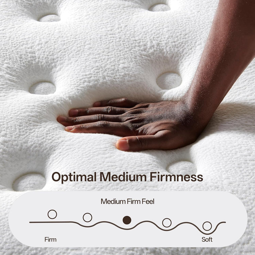Queen Mattress, 12 Inch Hybrid Mattress with Memory Foam , Medium Firm, | Hybrid Comfort, Medium Zoned Support