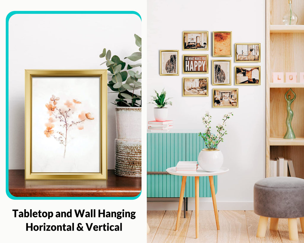 4x6 Picture Frames (6 Pc, Gold) Simple Designed Photo Frame with High Definition Glass for Wall Mount & Table Top