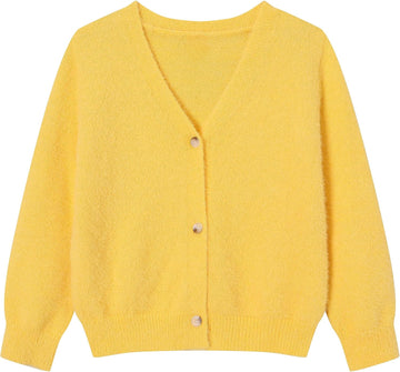 Tween with Button Loose Long Sleeve Shrug Sweaters Inner Cloth Cropped Kids Knit Sweater Outerwear