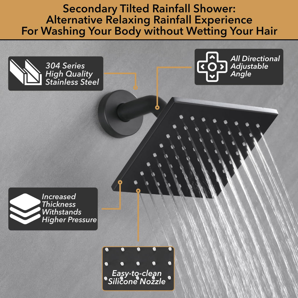 Shower System, Matte Black Shower Head Handheld, Shower Faucet Set