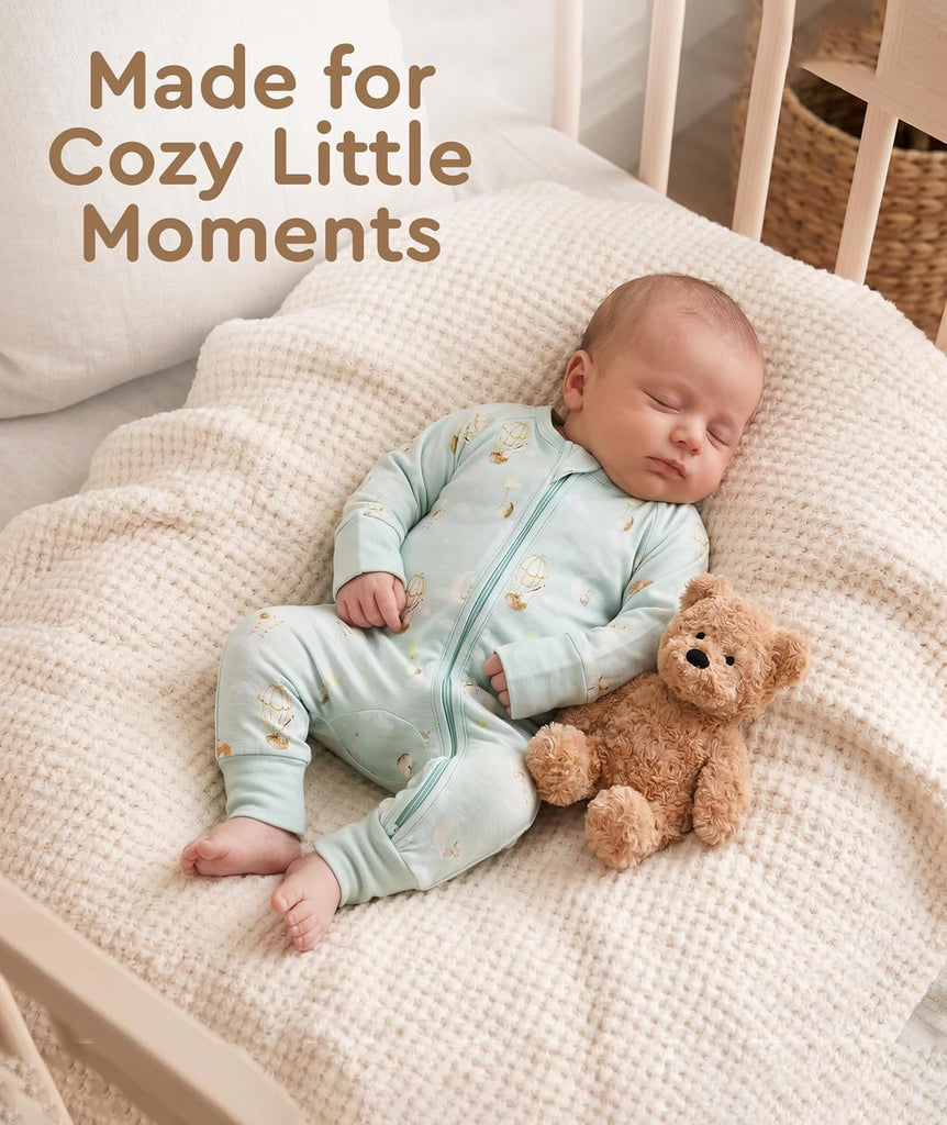 Viscose from Bamboo Baby Pajamas, Way Convertible Bamboo Sleeper, Fold- Over Mittens & Foot Cuffs