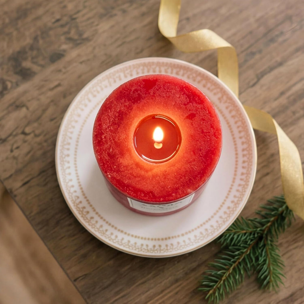 Holiday Orange, Clove and Cinnamon Essential Oil Scented Pillar Candle, Warm Spice, 3 inch x 3.5 inch