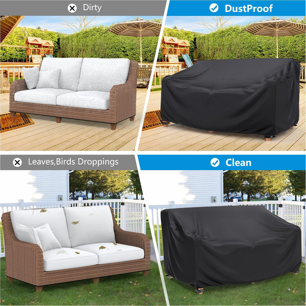 3-Seater Outdoor Patio Sofa Cover Waterproof 78"W×33"D×32"H Black | Outdoor Couch Cover, Heavy-Duty All-Weather