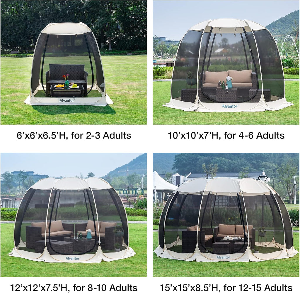 Pop Up Screen House Tent, Instant Outdoor Gazebo with Mosquito Netting & UPF 50+ Sun Protection - Beige