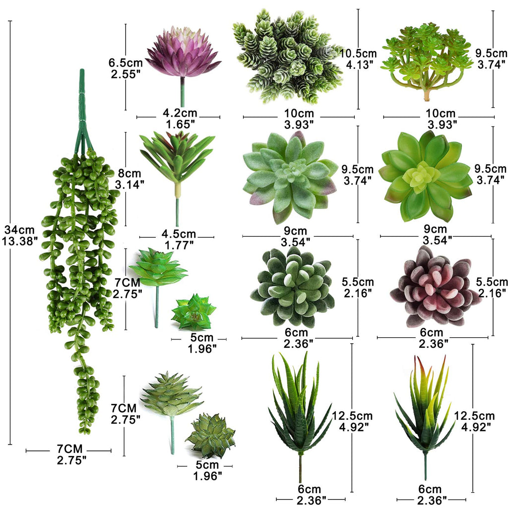 16pcs Fake Succulents, Artificial Succulent Plants for Outdoors