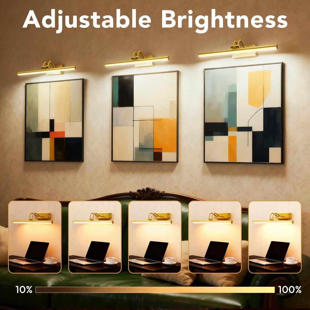 Picture Light,5000mAh Wireless Wall Light,20" Art Light,Plated Gold
