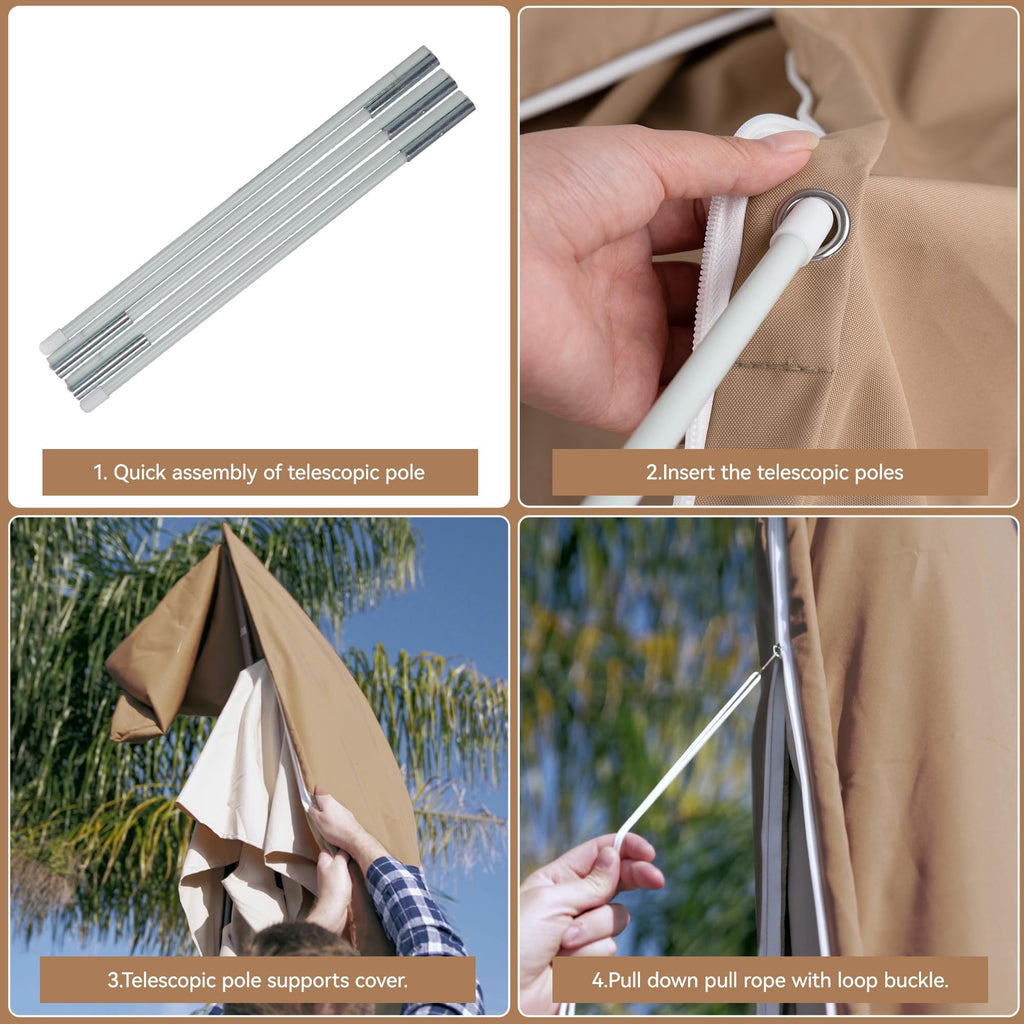 Patio UV Resistant Patio Umbrellas Covers for Cantilever Umbrella with Zipper and Rod