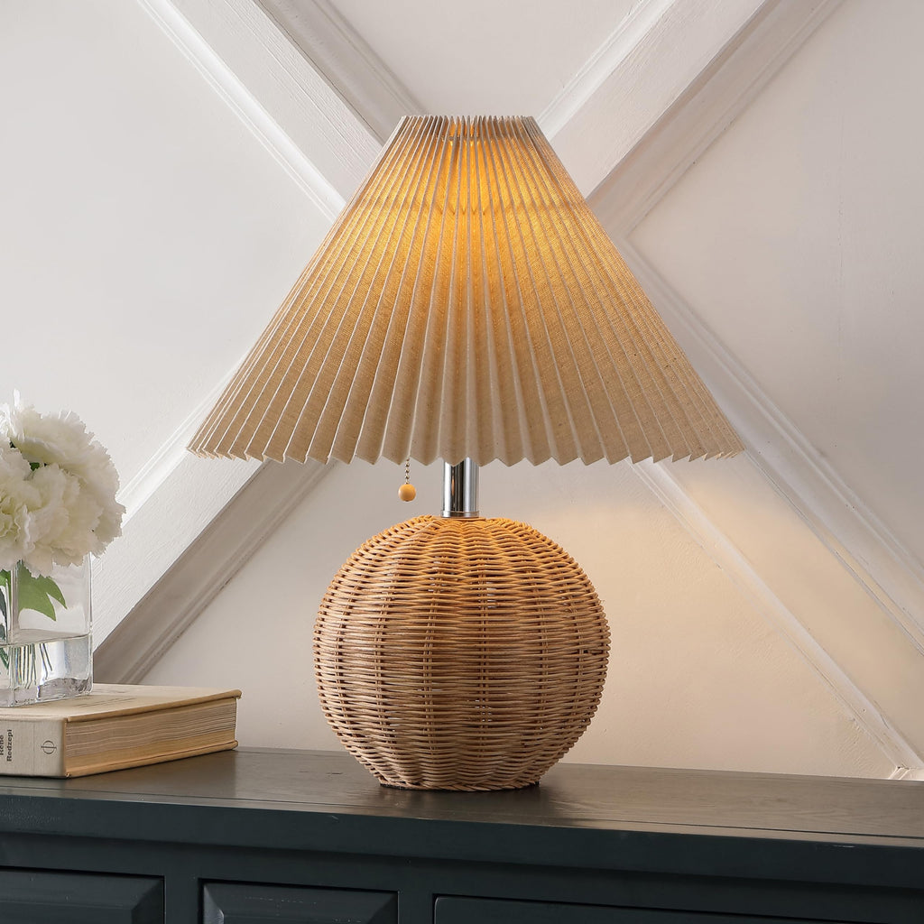Aksel Sphere Table Lamp Coastal 17.25", Natural/Chrome