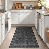 Vintage Dark 3x5 Entryway Rug Indoor Foyer, Earth Tone Farmhouse Throw Rug for Kitchen Bathroom, Mac