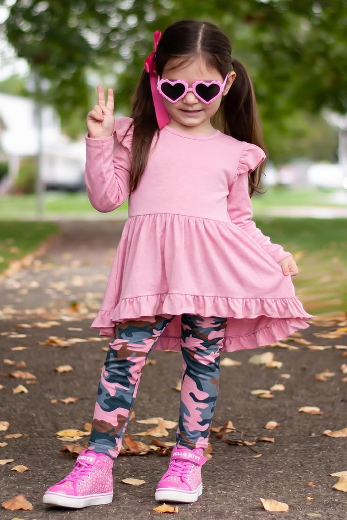Toddler Girl Clothes Fall Outfits Ruffle Sleeve Tops and Leggings