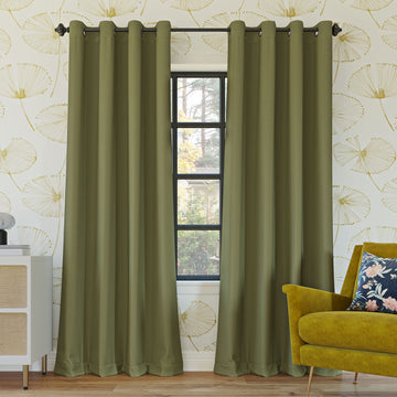 Nordic 2-Pack Theater Grade Noise Reducing Extreme 100% Blackout Grommet Curtain Panel Pair, 52" x 84, Sage Green
