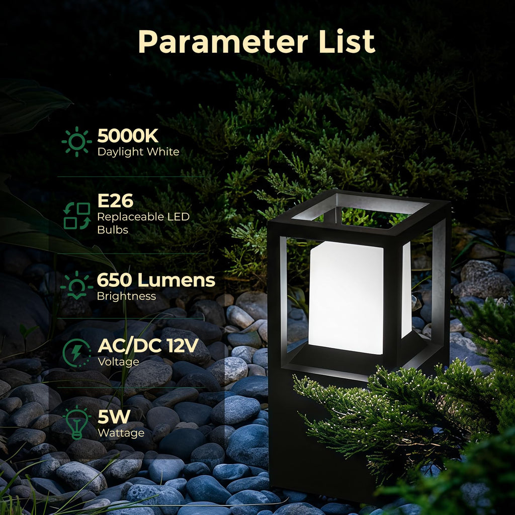Landscape Bollard Lights Outdoor, Modern LED Column Light Super Bright, 12V Low Voltage Path Light, All-aluminum