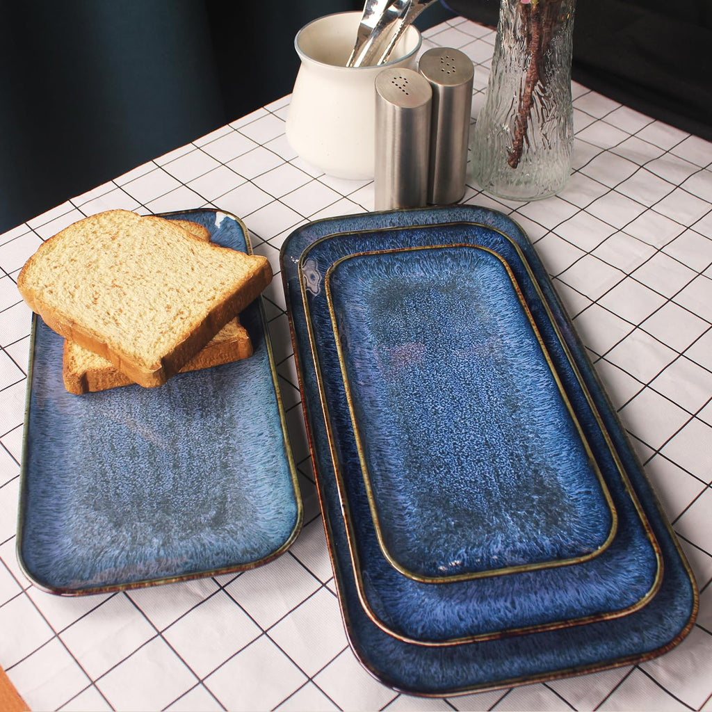 Ceramic Dinner Plates Dish Set, Set of 4, for Lunch snacks - Microwave, Oven & Dishwasher Safe, Scratch Resistant
