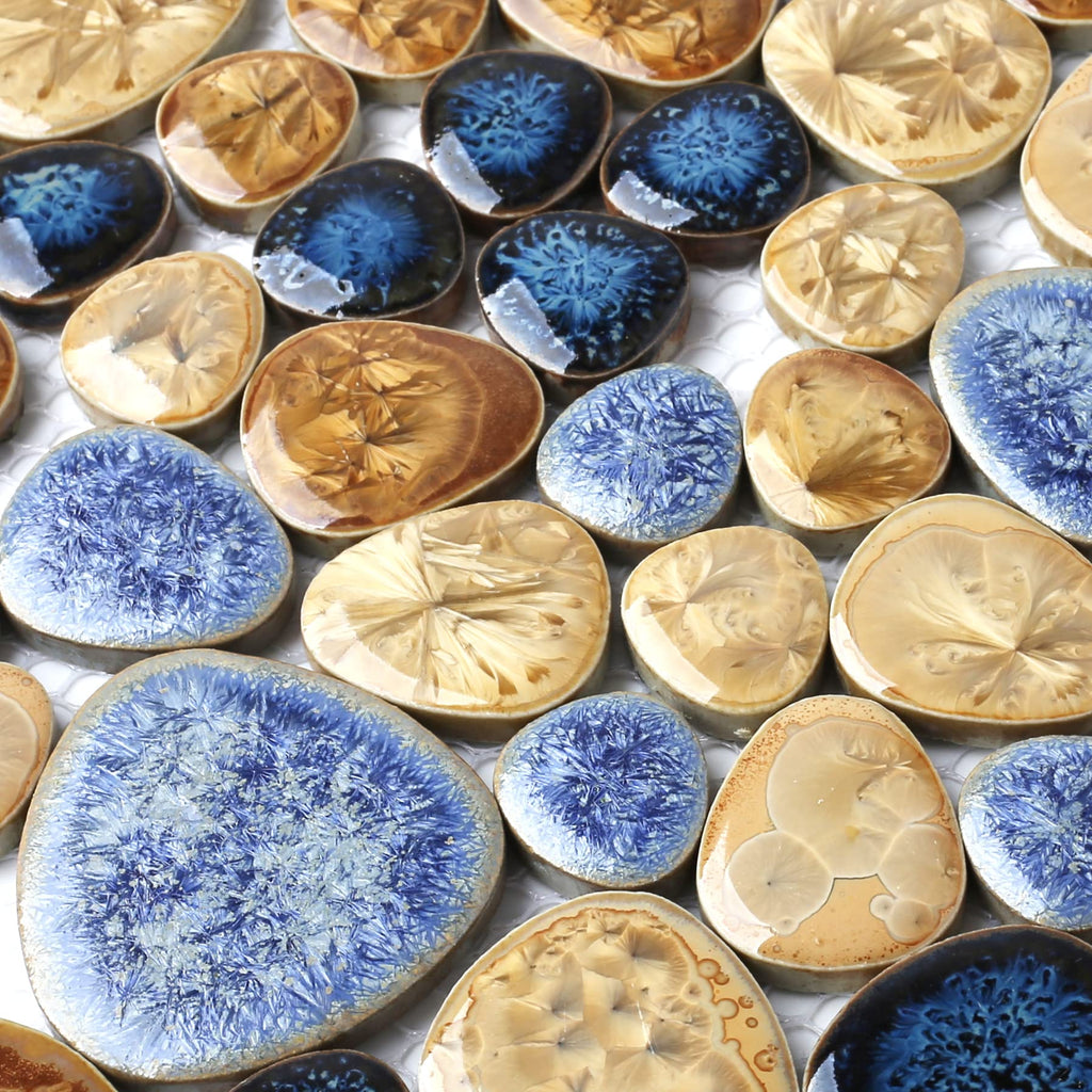 Glazed Blue Mosaic Ceramic Pebble Porcelain Tile Swimming Pool Bath Shower Wall Flooring Tile TSTGPT001 (5 Square