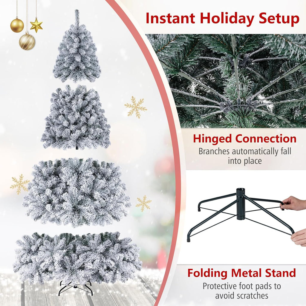 Pre-Lit Snow Flocked Christmas Tree with 450 Lights
