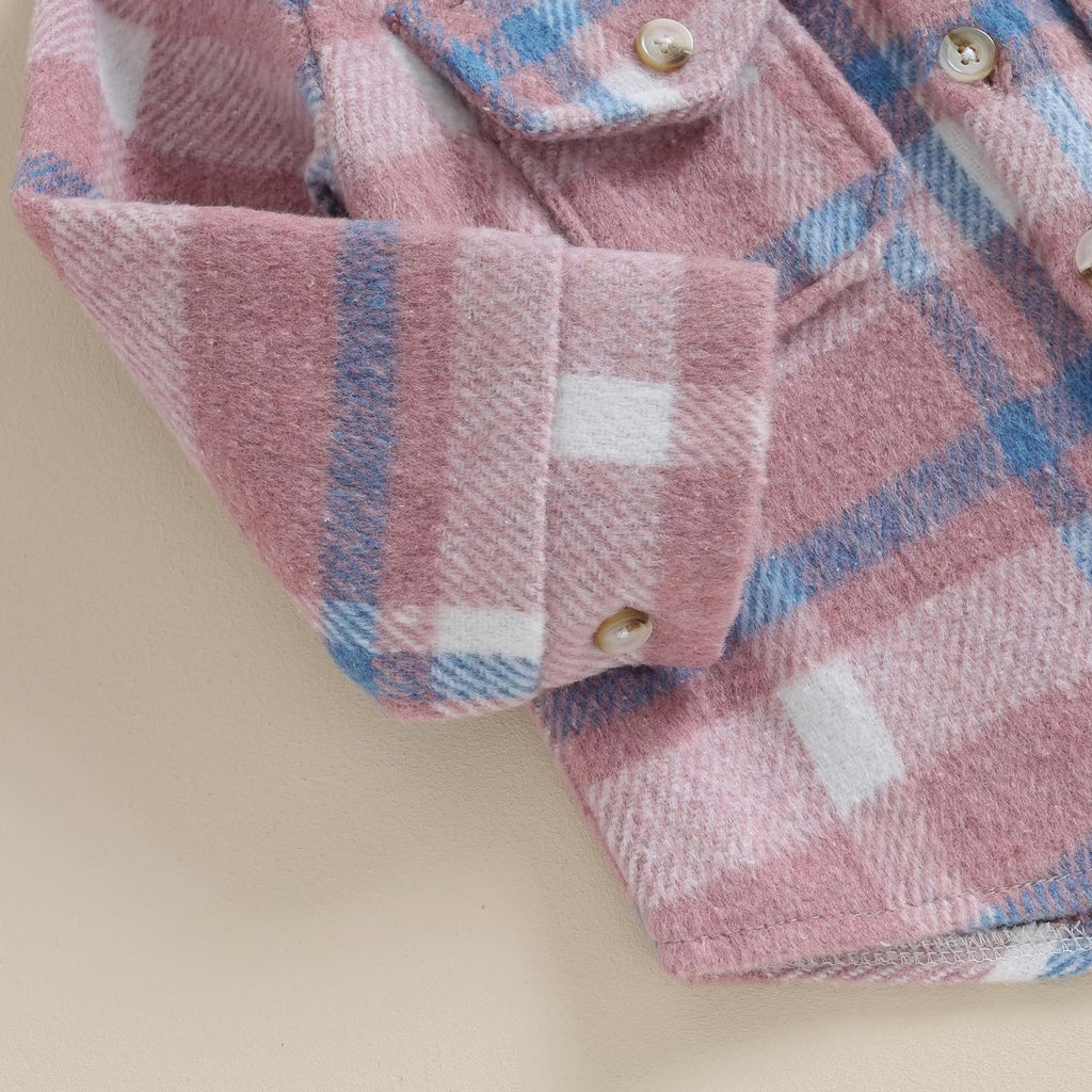 Toddler Baby Boy Girl Fall Winter Clothes Flannel Hooded Plaid Shirt Jacket Button Down Shacket 6 12