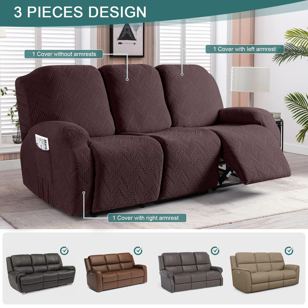 Recliner Couch Covers, Soft Stretch Sofa Slipcover, Dark Coffee