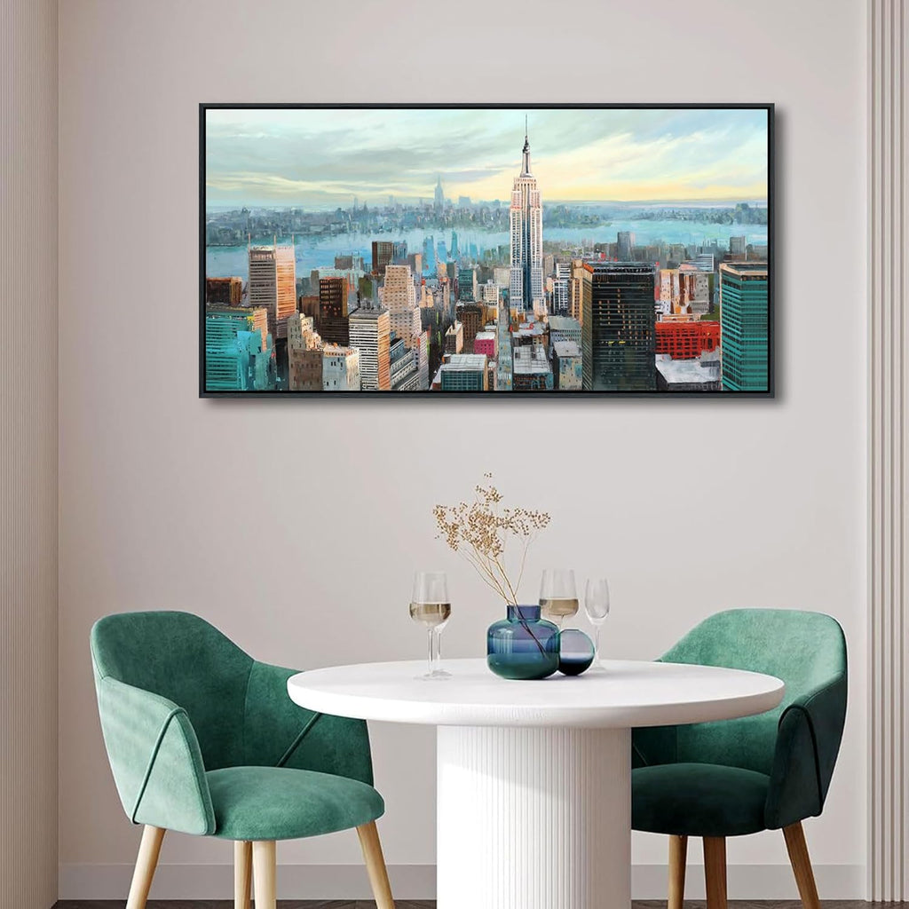 Abstract Wall Art - Modern New York City Wall Art Large Canvas Pictures Bedroom, Wall Decor Framed Painting Elegant