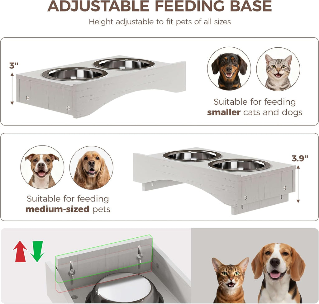 Dog Feeding Station with Storage, Dog Food Cabinet with 2 Hidden Feeding Bowls, Flip-Top Pet Storage Cabinet, Pet