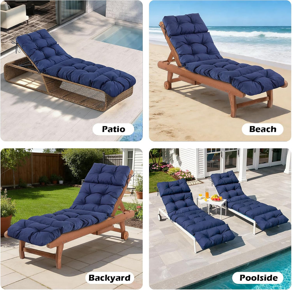 Chaise Lounge Cushions Outdoor, Waterproof & Fade Resistant Patio Lounge Chair Cushions for Outdoor Furniture, Chaise