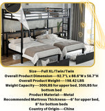 Full XL Over Twin Over Twin Triple Bunk Beds with Storage Drawers, Shelves