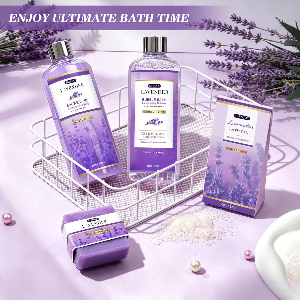 Gift for Women, Spa Gift Baskets for Women, 15Pcs Lavender Bath and Body Set