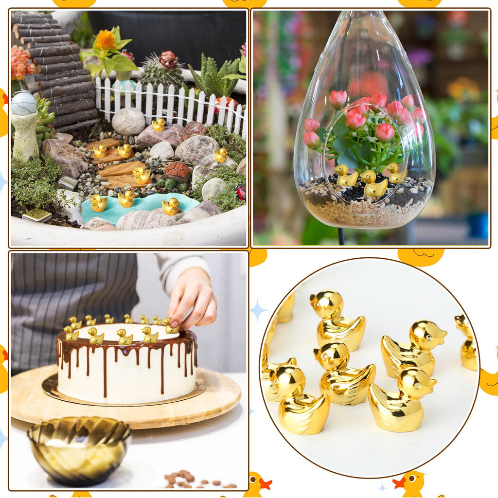 300 Pcs Mini Gold Duck Figurines Decor