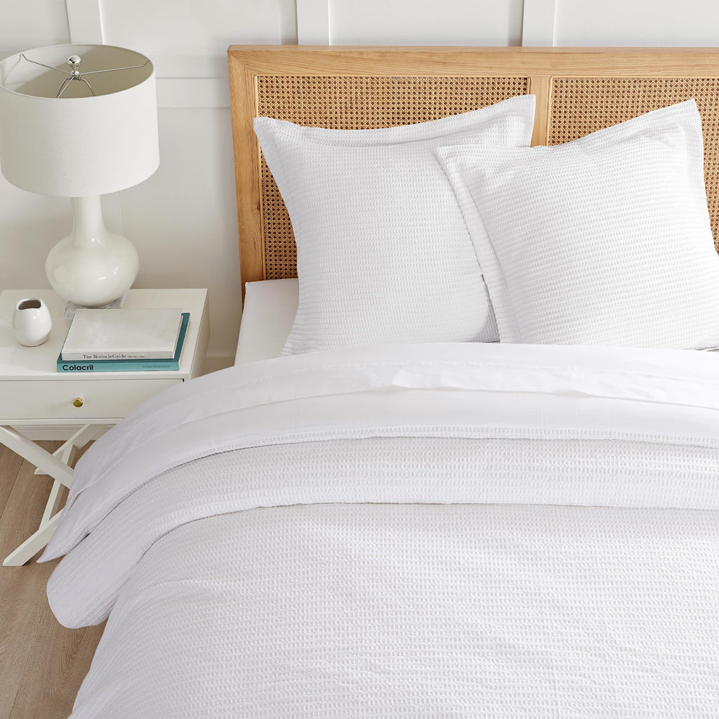 Cloud Waffle Bright White Euro Shams - Waffle Weave - Bright White - Euro Sham Set of 2 (26x26in.), No Insert- Cotton