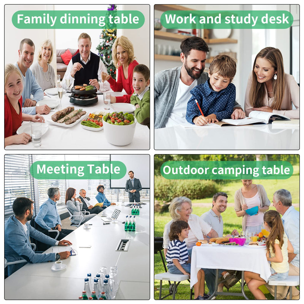 8FT Folding Table, Heavy Duty Foldable Table with Handle, Portable Fold-in-Half Utility Tables for Indoor & Outdoor