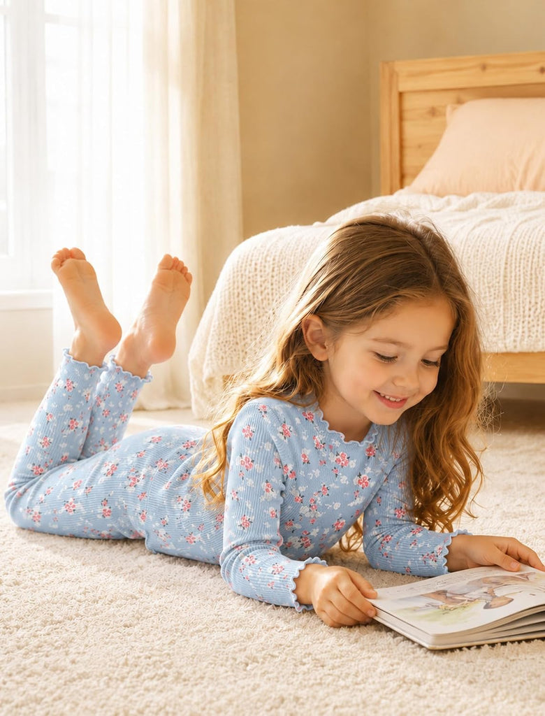 Toddler Girls Pajamas Bamboo Viscose Long Sleeve Snug Fit 12M