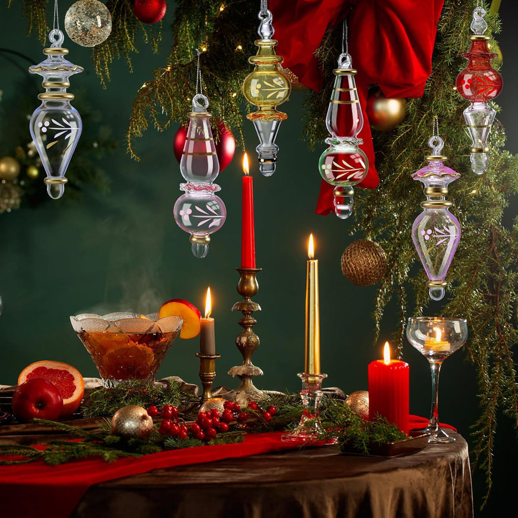 6 Pcs Egyptian Glass Finial Ornaments for Christmas Tree
