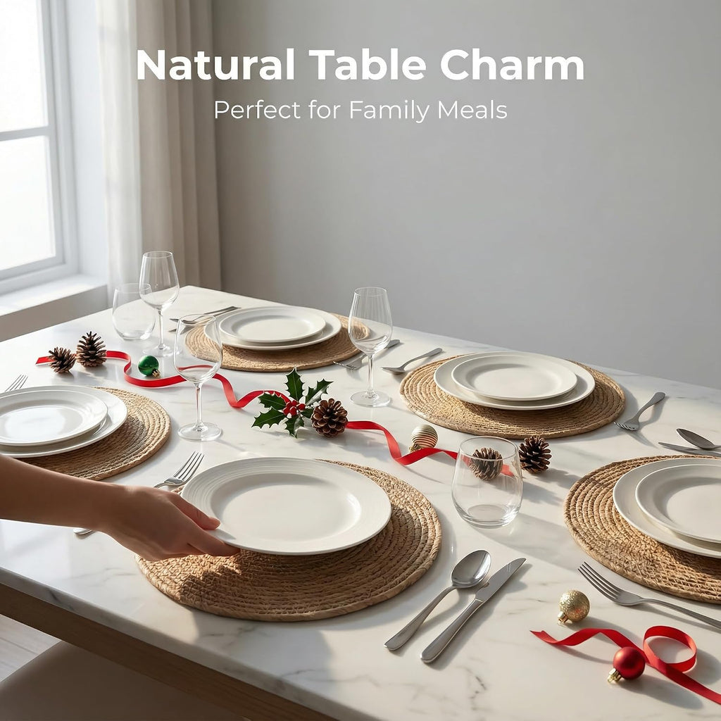 Inch Round Woven Placemats, Rattan Style Charger Plates - Set of 6